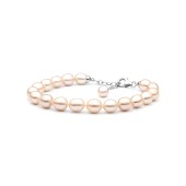 Bratara perle naturale roz piersica si argint DiAmanti FCP48-B-G